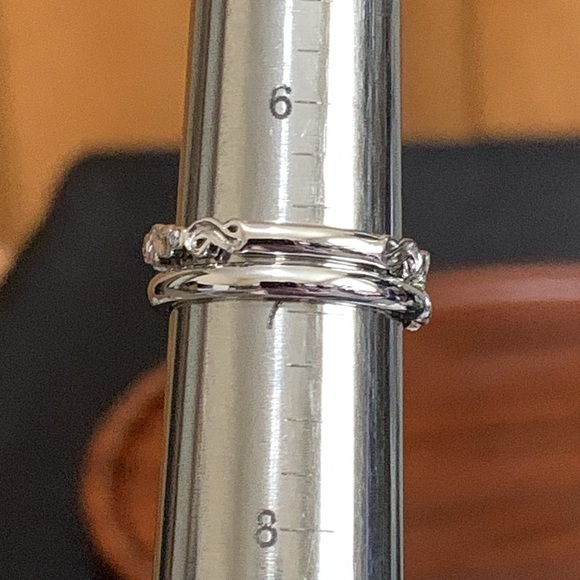 Sterling Silver CZ Vintage Engagement Ring Set Size 7 - Picture 9 of 10